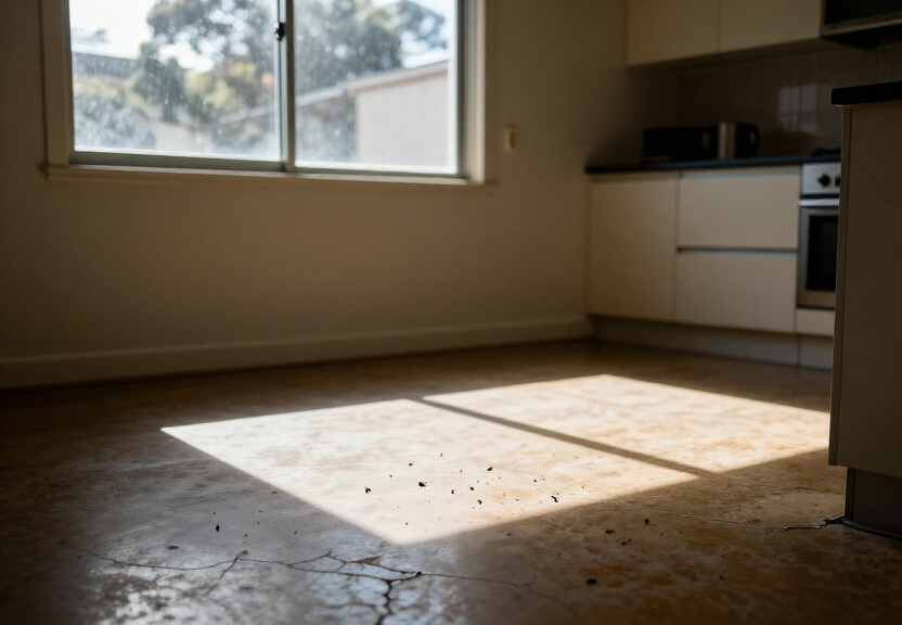 Rodent droppings in a Chifley garage before treatment